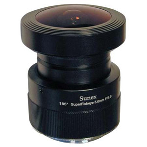  Sunex 5.6mm f/5.6 Super Fisheye Lens with Nikon Mount for QTVR Panoramic Photography, Field of View 185 . 