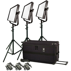  Litepanels 1x1 LS Traveler Trio Kit, Includes 2x 1x1 LS Mono Daylight Flood, 1x1 LS Mono Daylight Spot, 3x Light Stand, 3x AC Power Supply/Cords, Case 