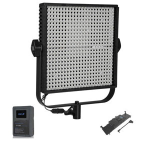  Litepanels 1x1 LS Bi-Color Daylight to Tungsten LED Light Panel - Bundle with LP1X1 V Mount Battery Adapter Plate - Switronix XP-L90S V Brick 90W Li-ON Battery 