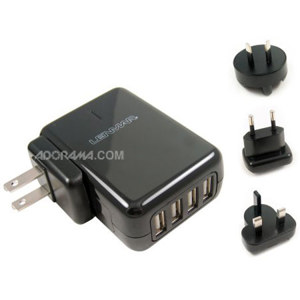Lenmar AC Travel Adaptr for 4 USB Devices, Black: Picture 1 regular