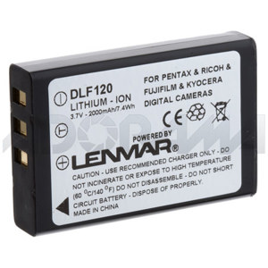 Image :  Lenmar No Memory Lithium-Ion Digital Camera Battery 3.7v 2000mAh Replaces FujiNP-120 Richo DB-43 Pentax D-L17 