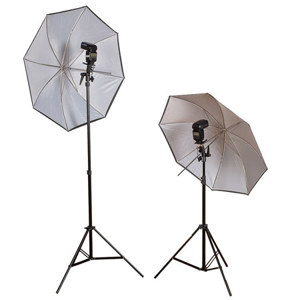  Flashpoint Umbrella Lighting Outfit with 2 stands, Umbrellas and Mounting Brackets 