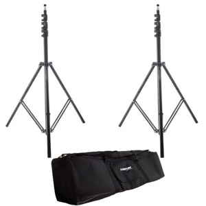  Adorama 2-9.5' Lightstand, Black Air Cushioned & Carrying case 