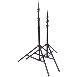  Flashpoint Pro 9.5' Air Cushioned Black Lightstand, 5/8" Top Stud with 1/4-20" Screw Thread, Set of 2. 