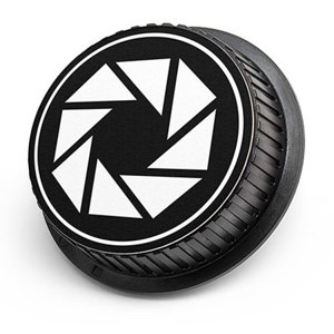  LenzBuddy Rear Lens Cap for Canon - with Aperture Icon (Black & White) 