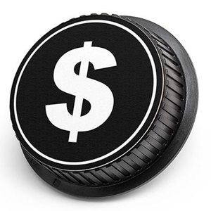  LenzBuddy Rear Lens Cap for Canon - with Photo of a Dollar Sign (Black & White) 