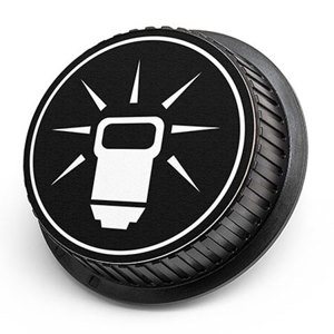  LenzBuddy Rear Lens Cap for Canon - with Flash Icon (Black & White) 