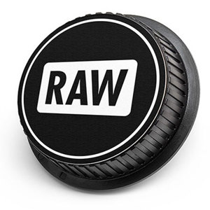  LenzBuddy Rear Lens Cap for Canon - with RAW Icon (Black & White) 