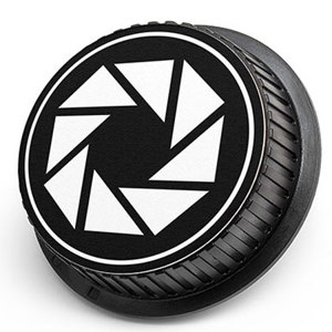  LenzBuddy Rear Lens Cap for Nikon - with Aperture Icon (Black & White) 