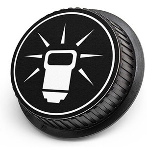  LenzBuddy Rear Lens Cap for Nikon - with Flash Icon (Black & White) 