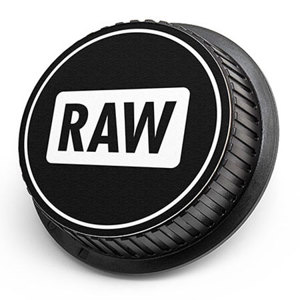  LenzBuddy Rear Lens Cap for Nikon - with RAW Icon (Black & White) 