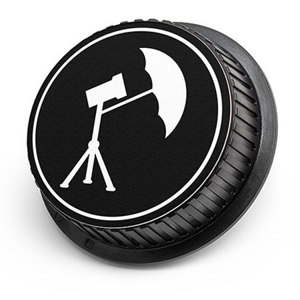  LenzBuddy Rear Lens Cap for Nikon - with Umbrella Icon (Black & White) 