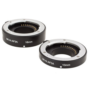  ProOptic Metal Auto Extension Tube Set of Two - 10mm and 16mm - for Nikon 1 Mirrorless Cameras 