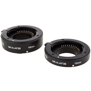  ProOptic Plastic Auto Extension Tube Set of Two - 10mm and 16mm - for Nikon 1 Mirrorless Cameras 