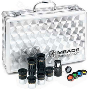  Meade Series 4000 Super Plossl Eyepiece + Filter Set, with 6 Eyepieces, 2x Barlow, 5 Filters & Aluminum Carry Case 