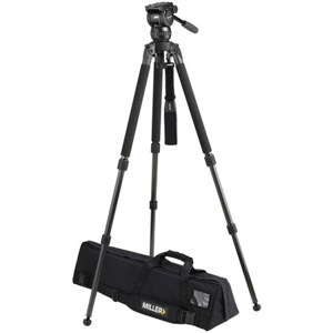  Miller Compass 12 Solo DV 2 Stage Carbon Fibre Tripod, Illuminated Bubble Level, 22 lb Payload Capacity, Max Height 70" 