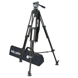  Miller DS-20 (850) ENG Fluid Head with 2 Stage Aluminum Tripod 420, Above Ground Spreader, with Case 