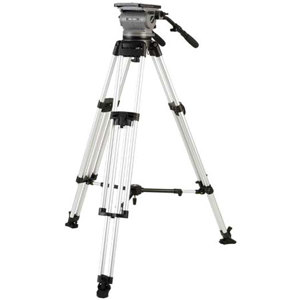  Miller DS60 Fluid Head with 943 Heavy Duty EFP Alloy Tripod, Two Telescopic Handles, Sprinter II / HD Mid-Level Spreader, Supports 70 lbs 
