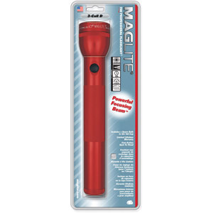  MagLite S3D036 White Star Incandescent Flashlight with 3 D Alkaline Batteries, Red 