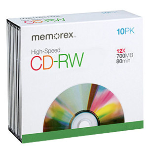 Memorex 3417 CD-RW 80 Min Disk Branded Jewel, 10 Pack: Picture 1 regular