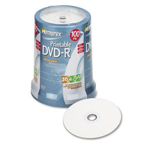 Memorex 5642 4.7GB/16X Inkjet Printable DVD-R, 100 Pack: Picture 1 regular
