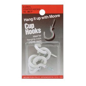 Moore Vinyl Coated 1" Cup Hooks 38 WHITE