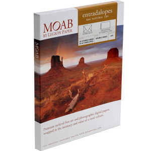  Moab Entradalopes 25 Scored Cards, 5x7" when folded, of Entrada Rag 190 Natural Inkjet Paper with 25 A7 Corresponding Envelopes 