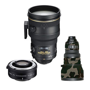  Nikon Moose Peterson 200 F 2VR KIT- 200mm f/2G IF-ED AF-S VR II Telephoto Lens, TC-14E II 1.4x Auto Focus Teleconverter - USA, LensCoat Lens Cover for the 200mm f/2.0 VR Lens, Forest Green Woodland Camo 