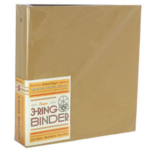 Michael Roger Tan Woven Cloth 3-Ring Binder (2