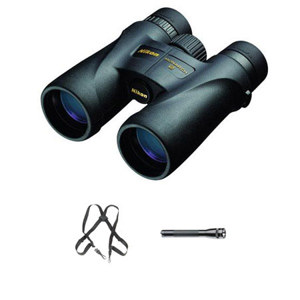  Nikon 10x42 Monarch 5 Binocular Bundle with Free Binocular Harness and Maglite Mini Flashlight 