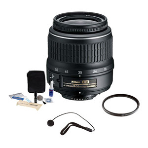  Nikon 18-55mm f/3.5-5.6G ED II AF-S DX Wide Angle Lens -  U.S.A. Warranty - Accessory Bundle with 52mm UV Filter, Lens Cap Leash, Professional Lens Cleaning Kit 