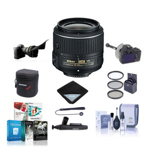  Nikon 18-55mm f/3.5-5.6G AF-S DX VR II Lens USA - Bundle With 52mm MC Filter Kit, Cleaning Kit, Capleash II, Slinger Neoprene Lens Pouch Medium, New Leaf 3 Year (Drops & Spills) Warranty 