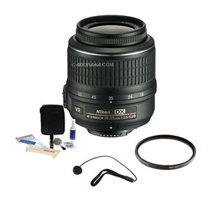  Nikon 18-55mm f/3.5-5.6G AF-S DX (VR) Vibration Reduction Lens - U.S.A. Warranty - Accessory Bundle with Pro Optic 52mm MC UV Filter, Lens Cap Leash, Professional Lens Cleaning Kit 