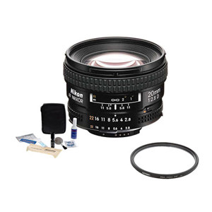  Nikon 20mm f/2.8D ED AF Nikkor Lens -  U.S.A. Warranty - Accessory Bundle with Tiffen 62mm UV Wide Angle Filter, Digital Camera and Lens Cleaning Kit 