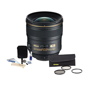  Nikon 24mm f/1.4G AF-S ED Nikkor Lens Kit -  U.S.A. Warranty - Accessory Bundle with Tiffen 77mm Wide Angle Filter Kit, Digital Camera and Lens Cleaning Kit 
