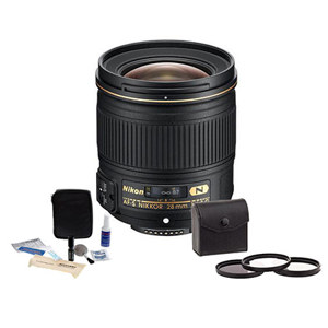  Nikon 28mm f/1.8G AF-S Nikkor Lens, USA Warranty - Bundle - with 67mm Filter Kit (UV, CP, ND2), Adorama Cleaning Kit 