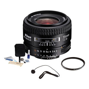 Nikon 35mm f/2D AF Nikkor Lens - Grey Market - Accessory Bundle with 52mm UV Glass Filter, Lens Cap Leash, Digital Camera and Lens Cleaning Kit 