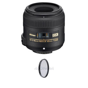  Nikon 40mm f/2.8G AF-S DX Micro Nikkor Lens - U.S.A. Warranty - Free Pro 52mm Circular Polarizer (CPL) Digital Filter ($19.95 Value) 