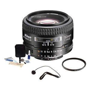  Nikon 50mm f/1.4D AF Nikkor Lens - Grey Market - Accessory Bundle with 52mm UV Filter, Lens Cap Leash, Digital Camera and Lens Cleaning Kit 