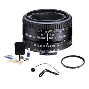  Nikon 50mm f/1.8D AF Nikkor Lens - Grey Market - Accessory Bundle with 52mm UV Filter, Lens Cap Leash, Digital Camera and Lens Cleaning Kit 