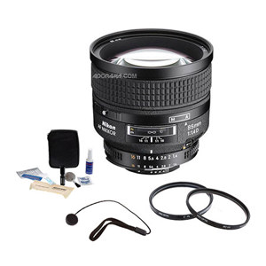 Nikon 85mm f/1.4D IF AF Telephoto Nikkor Lens with Hood - Grey Market - with Bundle - Pro Optic Pro Digital 77mm Multi Coated UV Filter. Pro Optic Pro 77mm Circular Polarizer (CPL) Digital Filter. Lens Cap Leash, Professional Lens Cleaning Kit