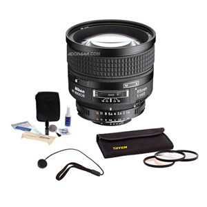  Nikon 85mm f/1.4D IF AF Telephoto Nikkor Lens with Hood -  U.S.A. Warranty - Accessory Bundle with Tiffen 77mm Photo Essentials Filter Kit, Lens Cap Leash, Professional Lens Cleaning Kit 