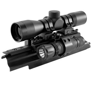  NcSTAR 4x 30mm Combo Series Rifle Scope & Flashlight, Matte Black Finish with P4 Sniper Reticle, with AK-47 Weaver Style Rail Mount 