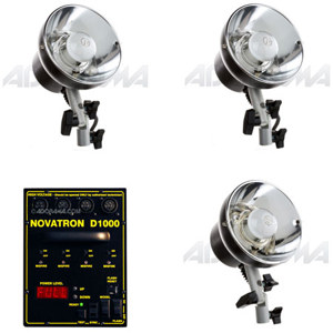  Novatron D1000, 3 Head Kit with 1000ws Digital Power Pack, 3 Heads, Stands, Umbrellas & Wheeled Case 