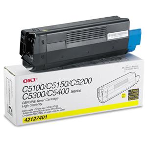  OKI Data 42127401 Yellow Toner Hi-Capacity Type C6 Cartridge for C5100n/C5150n/C5200n/C5300n/C5400 Series Printers 