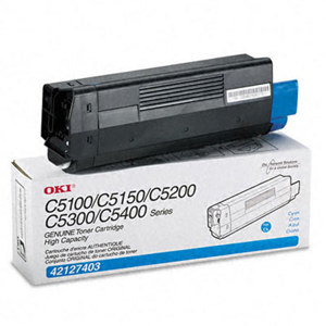  OKI Data 42127403 Cyan Toner Hi-Capacity Type C6 Cartridge for C5100n/C5150n/C5200n/C5300n/C5400 Series Printers 