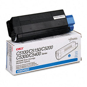  OKI Data 42804503 Cyan Toner Standard-Capacity Type C6 Cartridge for C5150/C5100/C5200/C5300/C5400 Series Printers 
