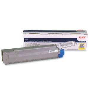  OKI Data Yellow Toner Cartridge for C830 Series Type C14 Printers, Yields Approx. 8,000 Pages 
