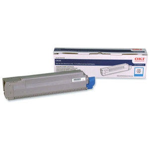  OKI Data Cyan Toner Cartridge for C830 Series Type C14 Printers, Yields Approx. 8,000 Pages 