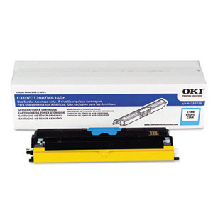  OKI Data 44257015 High Capacity Toner Cartridge for C110, C130n, MC160 Printers, 2500 Page Yield, Cyan 